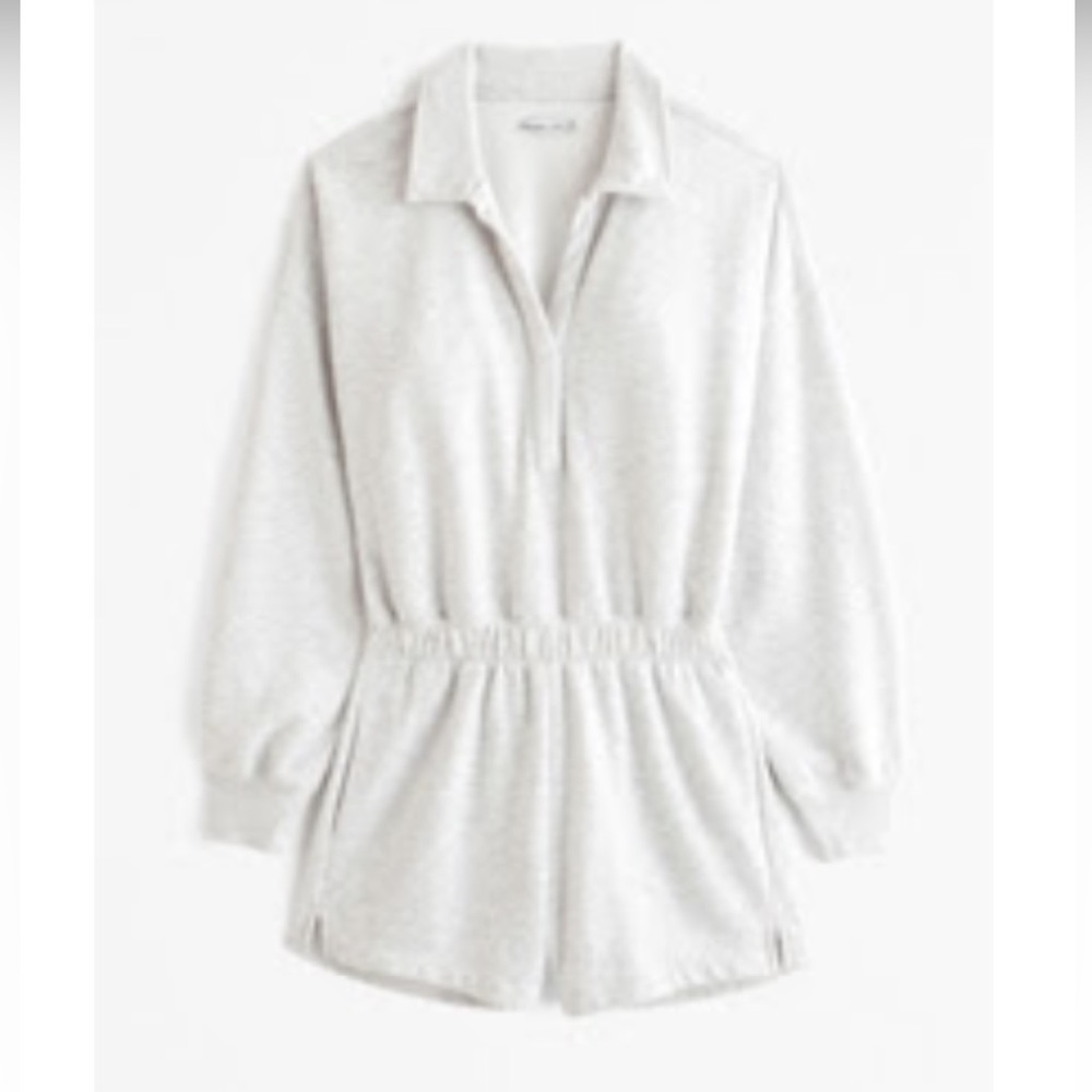 Abercrombie & Fitch Heather Light Gray Long-Sleeve Romper